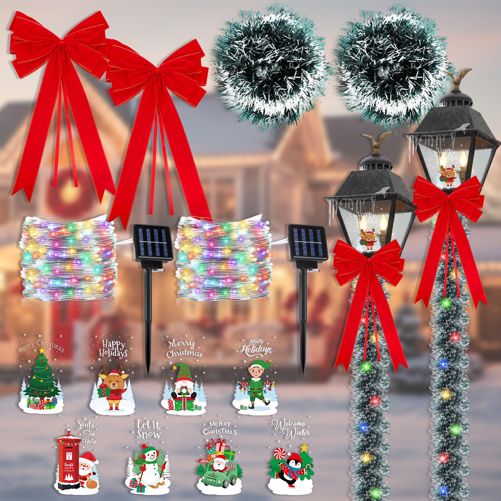 Amazon.com: Suncalla Sets of 2 Christmas Solar Lamp Post